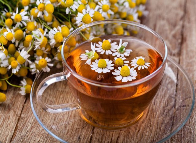 Chamomile tea with flowers