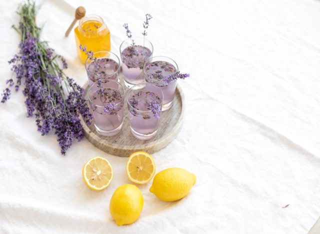 Lavender Tea Glasses with Lemon