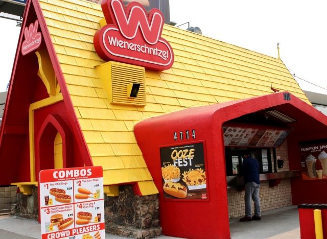 Man orders at Weinerschnitzel fast food