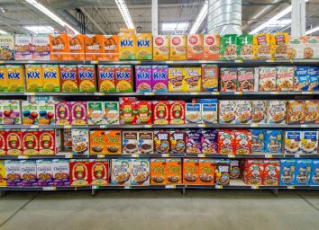 cereal aisle in grocery store