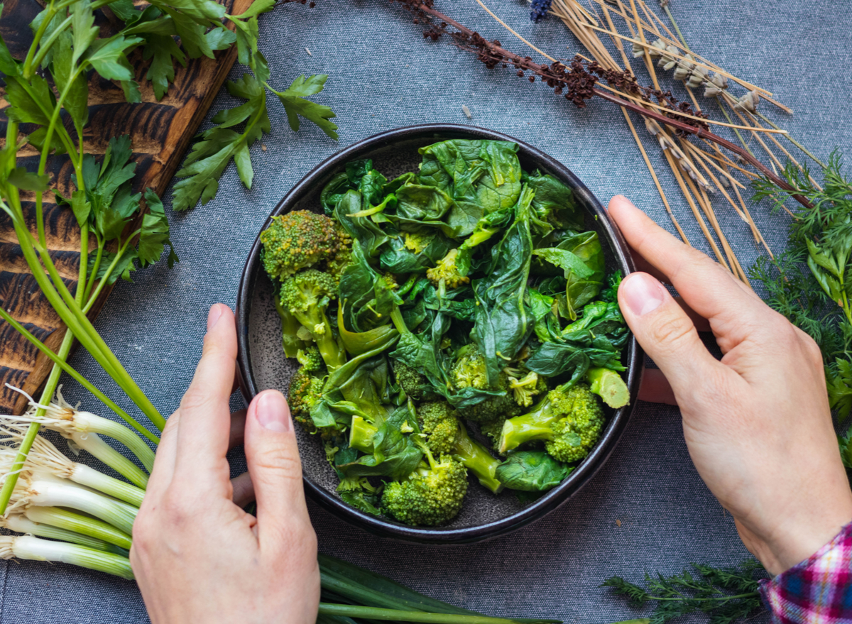 cooked broccoli and spinach