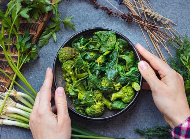cooked broccoli and spinach