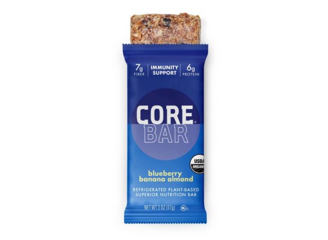 chilled oat bar with organic blueberry, banana, almond, organic