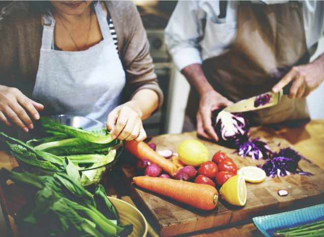 cutting vegetables