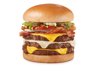dairy queen triple bacon two cheese deluxe 1/2 pound signature stackburger