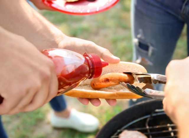 eating with hot sauce