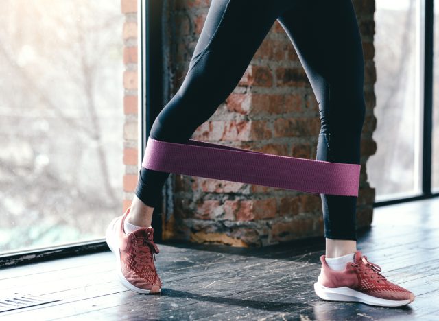 exercising with resistance band