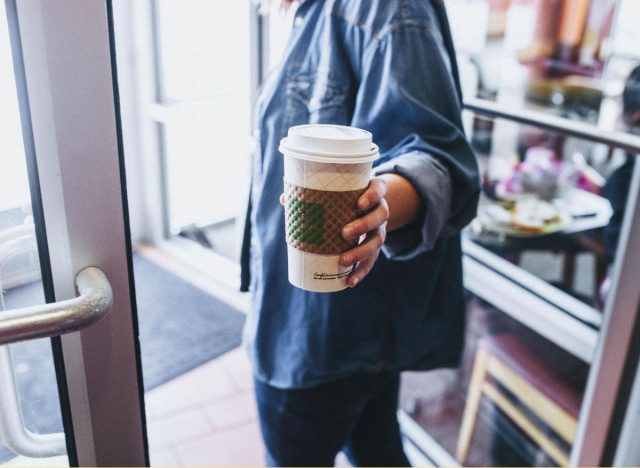 holding panera coffee