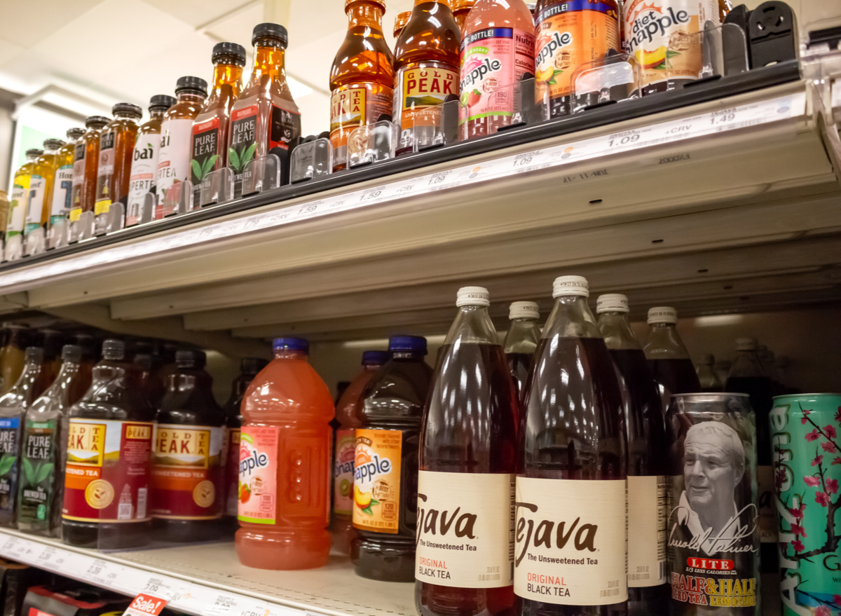 iced tea section of drink aisle