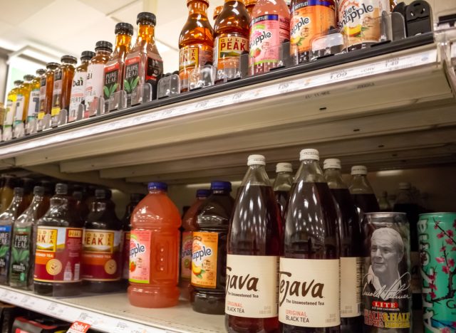 iced tea section of drink aisle