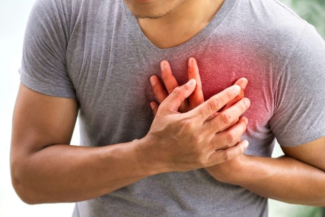 closeup man's chest heart attack