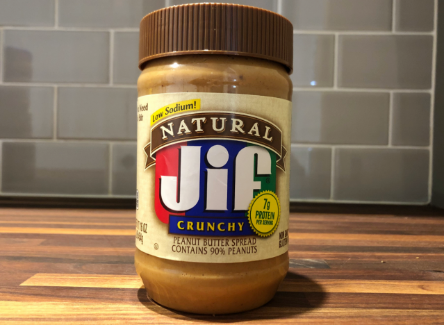 jif jar on a table.