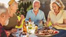older people eating together