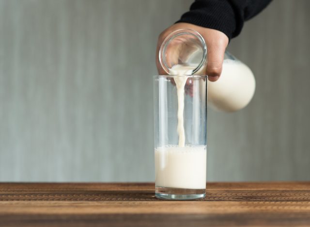 pouring milk into glass