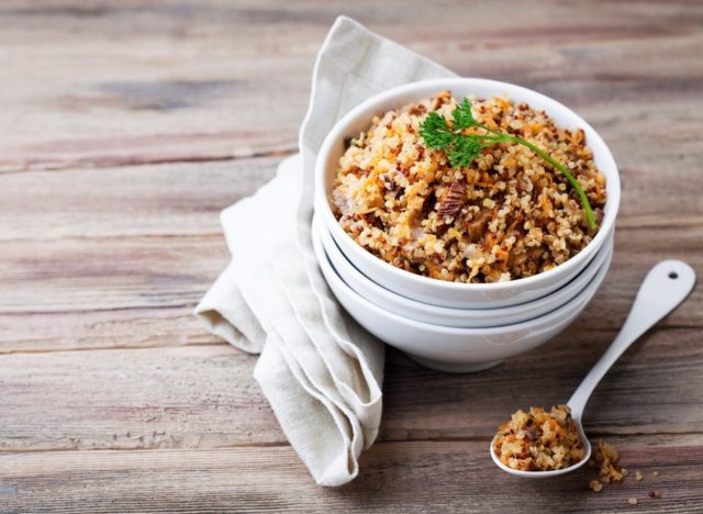 quinoa in bowl, foods that speed up weight loss