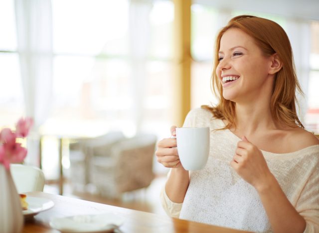 woman drinking coffee