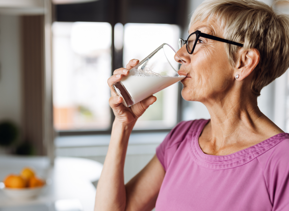 woman drinking milk