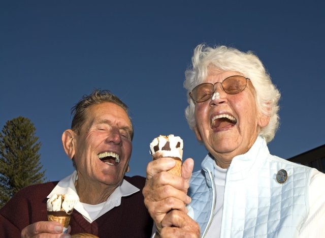Elderly People Eating Ice Cream