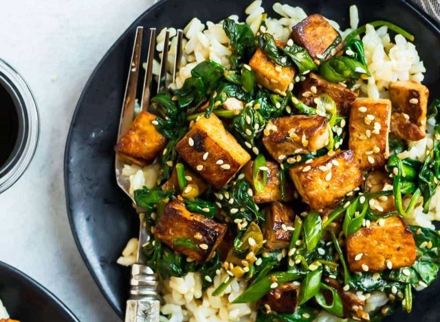 plate of tofu stir fry