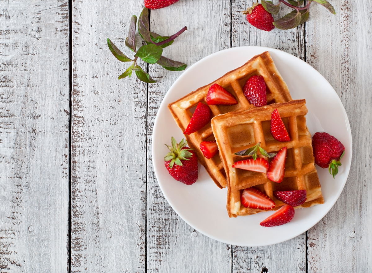 belgium waffles with strawberries