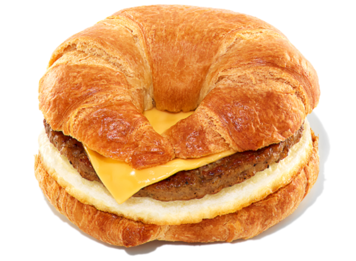 dunkin' sausage, egg, and cheese on croissant