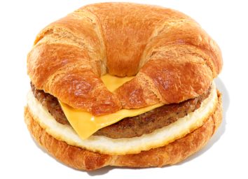 dunkin' sausage, egg, and cheese on croissant