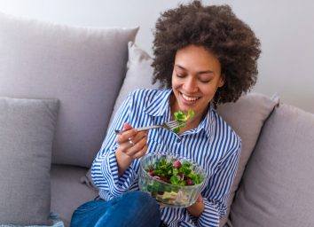 Woman eating a salad