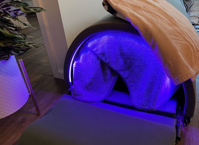 close-up infrared sauna with chromotherapy light