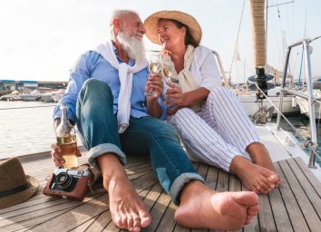 drinking wine on boat