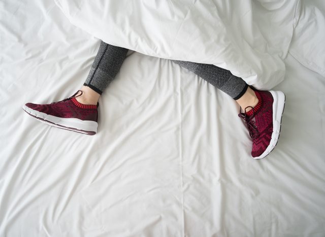 Concept the woman is too lazy to Wake up in the morning for training
