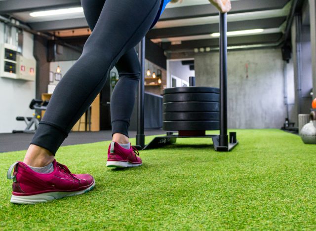 sled push closeup