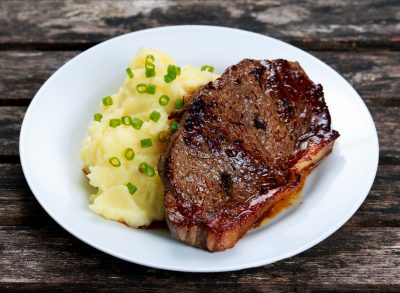 steak and mashed potatoes