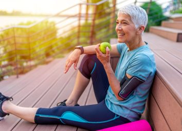 Woman eating an apple