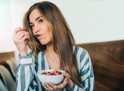 woman eating oatmeal