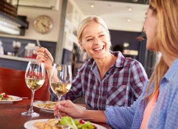 women drinking wine