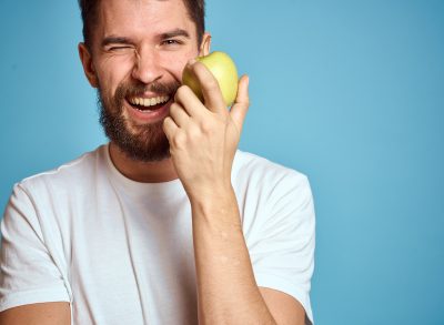 Man with an apple