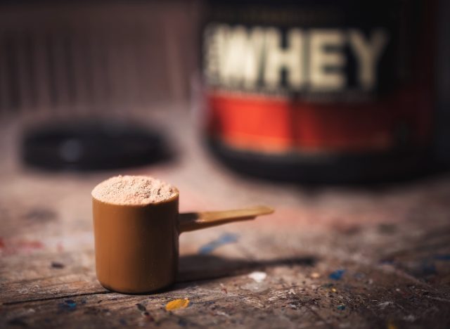 Scoop of whey protein 