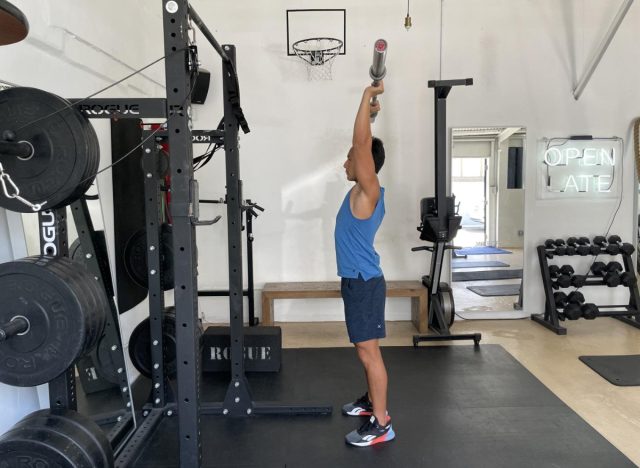 barbell push press to get rid of a beer belly