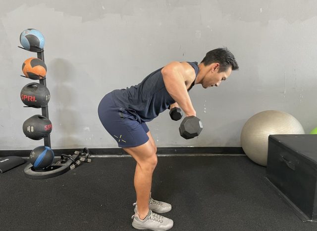 bent-over pronated row exercise to get rid of armpit fat