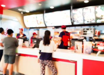 blurred image of fast-food restaurant