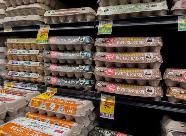 cartons of eggs at the grocery store