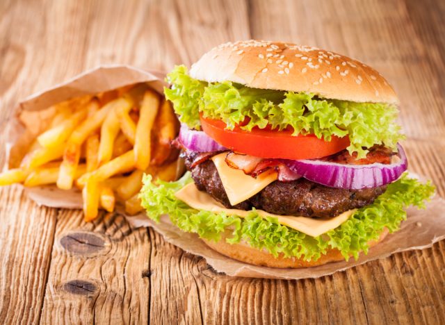 cheeseburger and fries