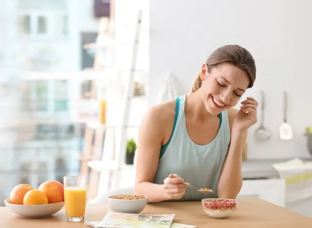 eating breakfast