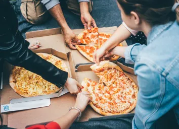 eating pizza