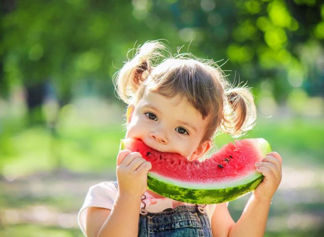 eating watermelon