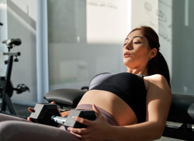 woman performing hip thrust exercise