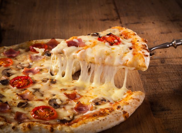 hot pizza with melting cheese