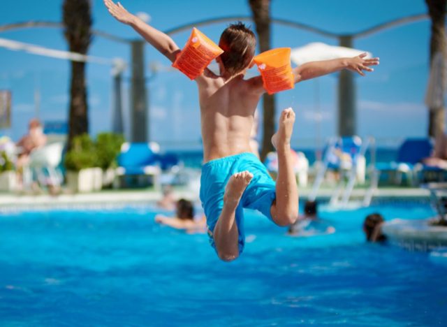 jumping in pool