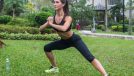 woman doing lateral lunge workout for an hourglass figure