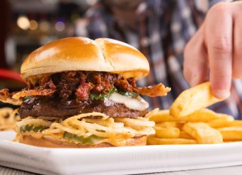 red robin burger and fries